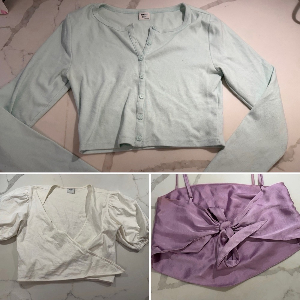 Aritzia Sunday Best Lot Of 3 Crop Tops Elektra Satin Cottagecore Summer Festival
